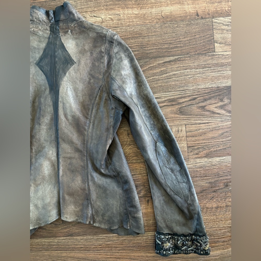 Da Rold Le Cuir Perdu Leather Jacket Embellished Details Handmade In Italy - Picture 14 of 16
